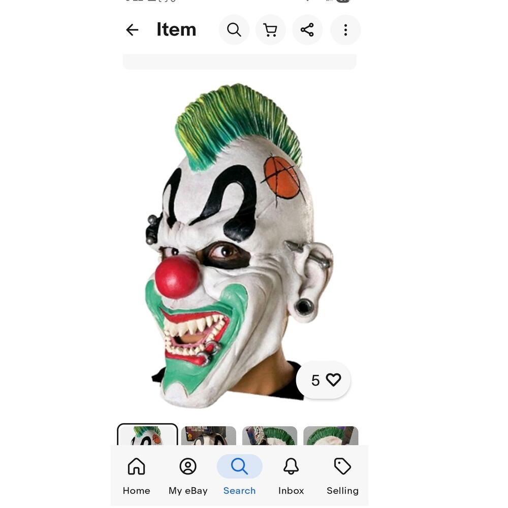 Rubies Scary Punk'd Evil Clown Mask Halloween Green Mohawk Anarchy Scary Latex - Picture 2 of 8